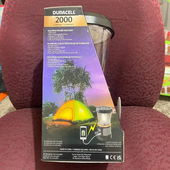 Duracell 2000 Lumen LED TRI-Power Solar Rechargable Lantern Lighting - Picture 9 of 12